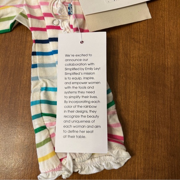 Lot of 2 Kickee Pants Bamboo Infant 3-6 month Rainbow Striped Sleepers - Picture 4 of 12